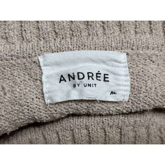 Andree by Unit Knit Sweater Women's Size M Beige Oversized Long Sleeve - Picture 3 of 7